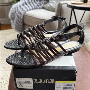 L.A.M.B. Women's brown sunny Strappy Sandals Sz 8